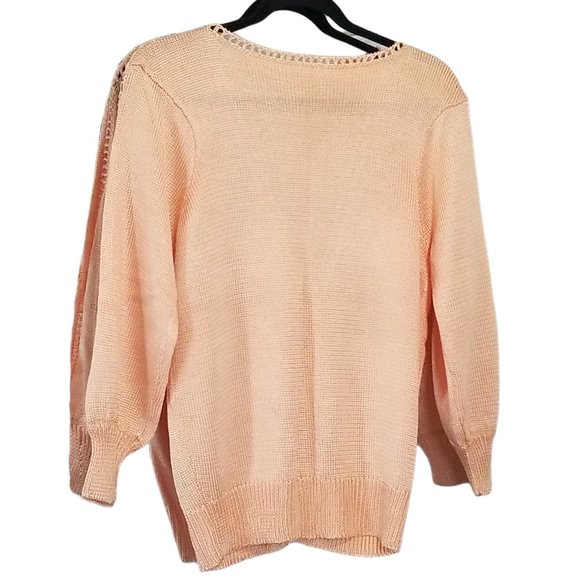 Vintage Peach Handknit Cardigan Sweater, Size S/M - Picture 3 of 14